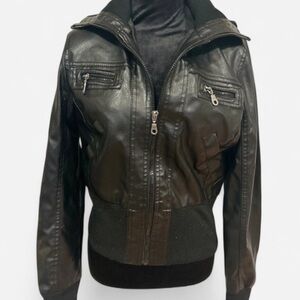 Max Azria x Miley Cyrus faux leather bomber jacket in juniors XL